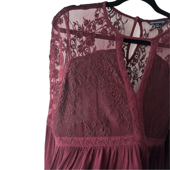 AMERICAN EAGLE OUTFITTERS Wine Burgundy Lace Boho Top Women's Size Medium - Picture 6 of 7